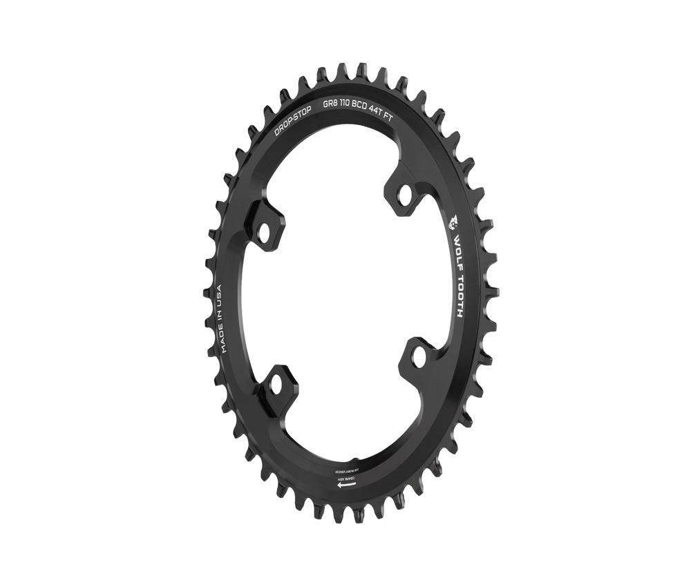 Wolf Tooth Drop Stop B Kettenblatt - Shimano GRX Lochkreis 110mm Asymmetrisch 9-12 Fach 44 Zaehne