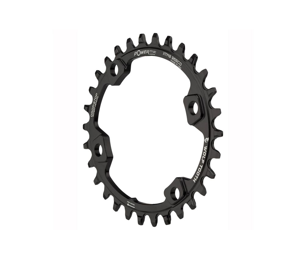 Wolf Tooth Drop Stop A Oval Kettenblatt - Shimano XT / SLX / Deore Lochkreis 96mm 9-12 Fach 32 Zaehne