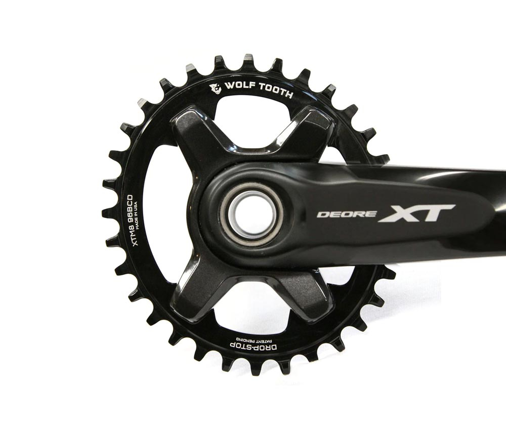 Wolf Tooth Drop Stop A Oval Kettenblatt - Shimano XT / SLX / Deore Lochkreis 96mm 9-12 Fach 32 Zaehne – Bild 3