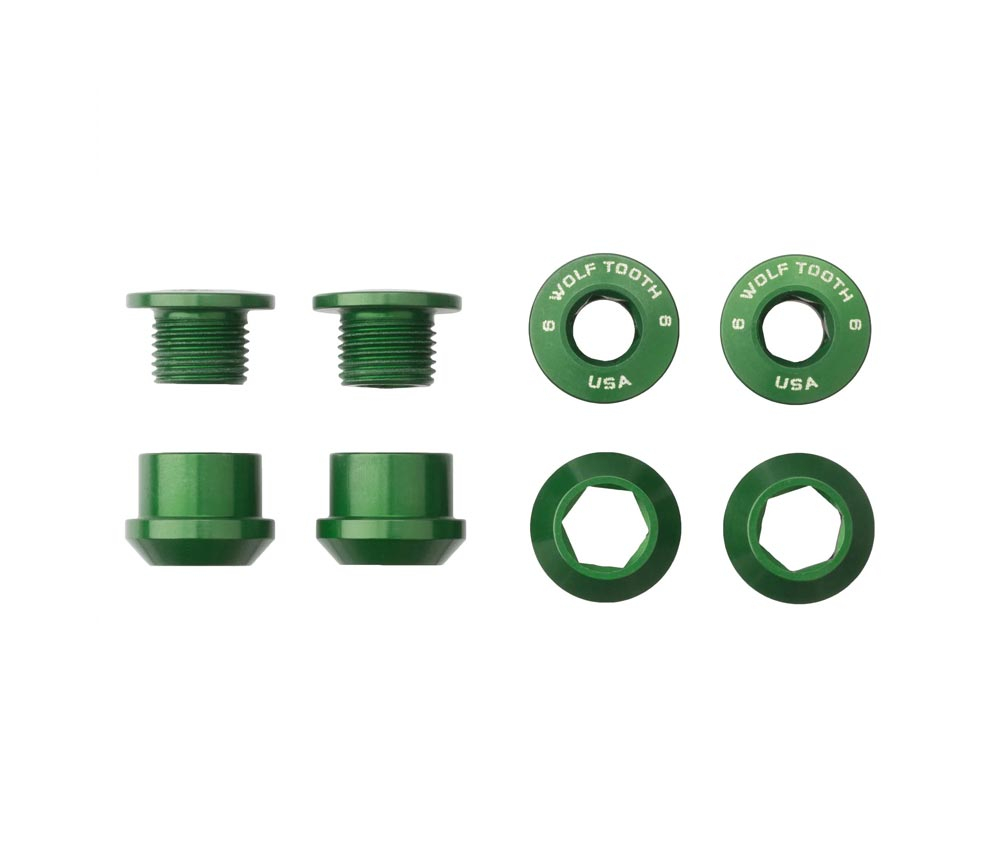 Wolf Tooth Kettenblattschrauben Set - M8x6mm 1-fach 4-Arm Aluminium Gruen